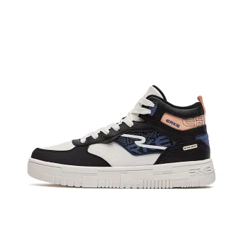 Erke Battery Panda Mid Top Skateboard Shoes Women's Black Pink