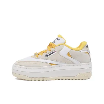 Reebok Club C Extra Cushioning Wear-Resistant Low-Top Skateboard Shoes Men's White Yellow