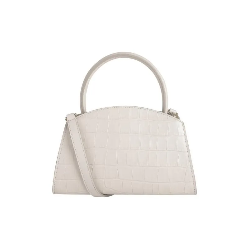 Furla Crocodile-Embossed Calfskin Portable Crossbody Bag Shoulder Bag Mini Women's White-2