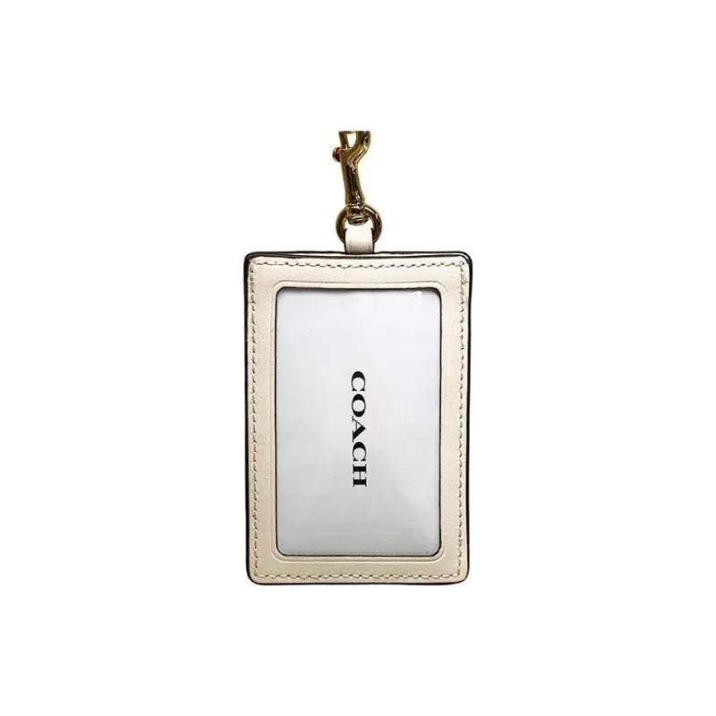 COACH Lanyard 7 Leather Card Holder Mini Women's Chalk White-3