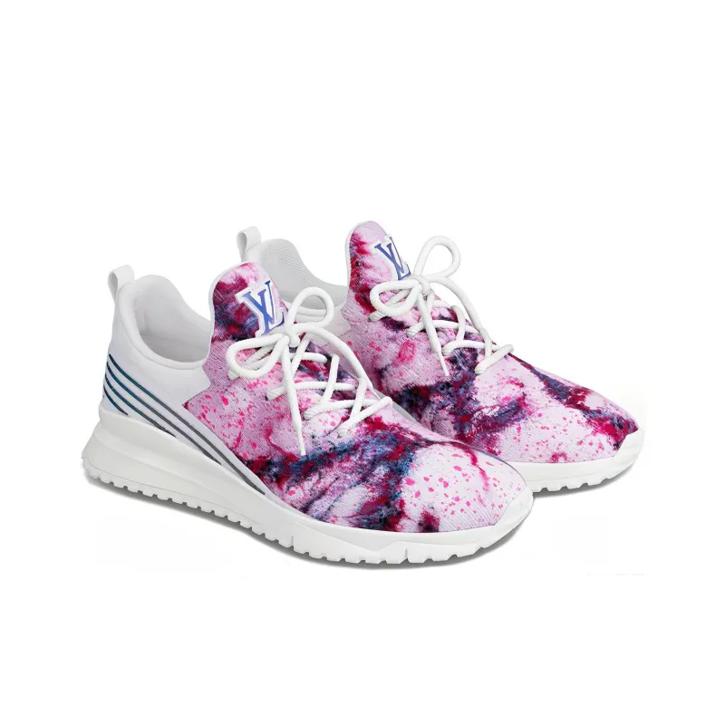 LOUIS VUITTON V.N.R Tie & Dye Cushioning Lightweight Low-Top Casual Shoes Men's Pink White-2