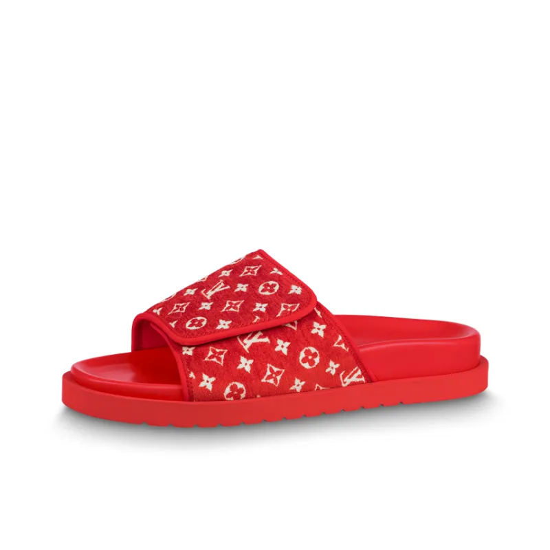 LOUIS VUITTON Miami Slide Slippers Men's Red-0