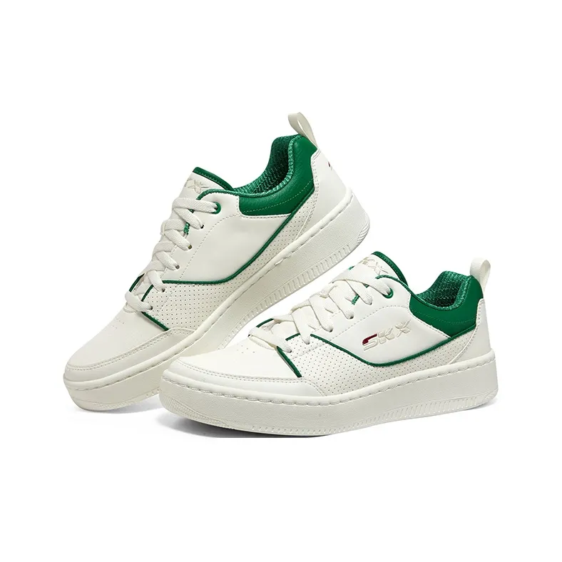 Skechers Sport Court 92 Anti Slip Wear Resistant Low Top Skateboard Shoes Men's White Green-3