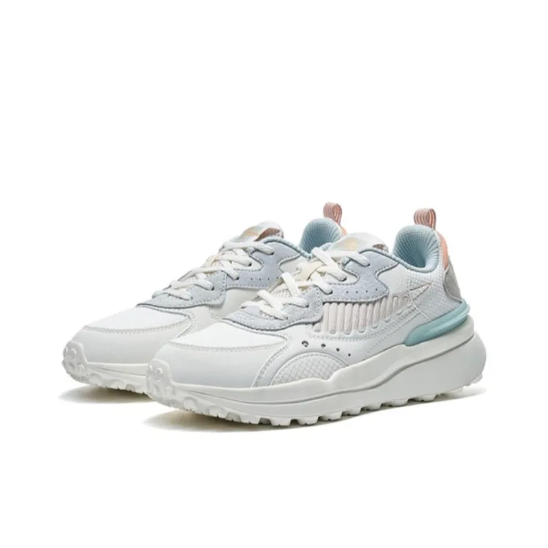 XTEP Vintage 80 Slip Resistant, Abrasion Resistant, Breathable Low Top Sports Casual Shoes Women's White Gray-1