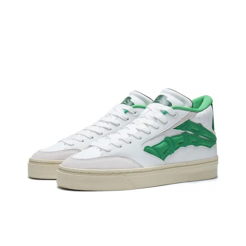 LiNing Wei Wu 180 Abrasion Resistant Breathable Low Top Skateboard Shoes Men's White Green-2