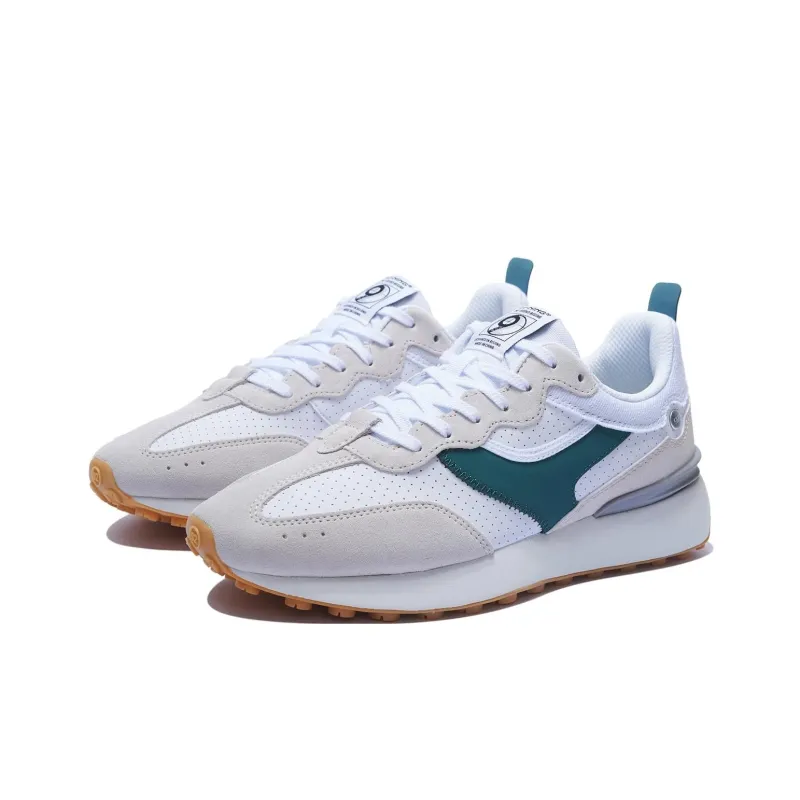 LiNing Fangyuan Classic Abrasion Resistant Breathable Low Top Sports Casual Shoes Men's White Gray Green-2