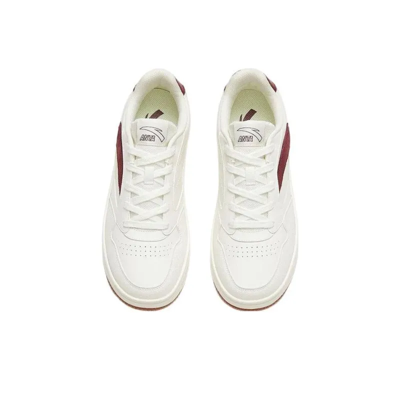 Anta Life Collection 0 Sensitivity Anti Slip And Wear Resistant Lightweight Low Top Skateboard Shoes Men's White Red-2