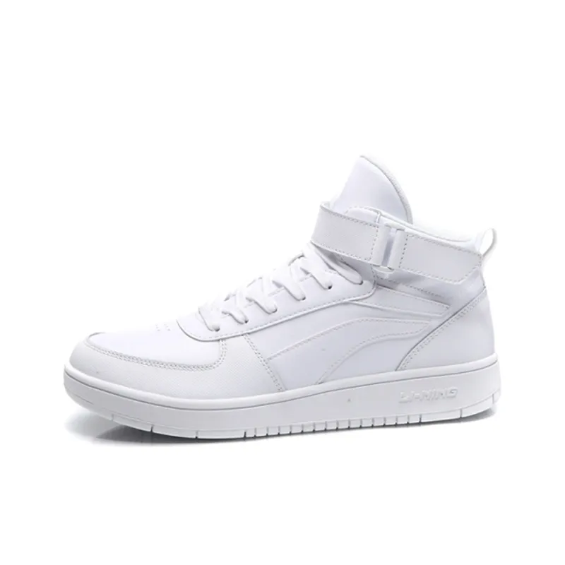 LiNing Knight Slip Resistant Shock Absorbers With Abrasion Resistant Properties Mid Top Skateboard Shoes Men's White-1