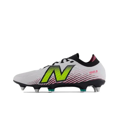 New Balance Tekela V4 SG Metal Long Studs Anti Slip Wear Resistant Soccer Shoes Unisex White Green