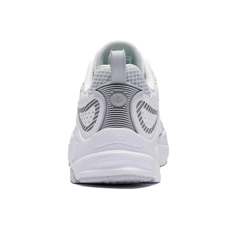 LiNing Cushioning Anti Slip And Wear Resistant Low Top Running Shoes Women's White Gray-4