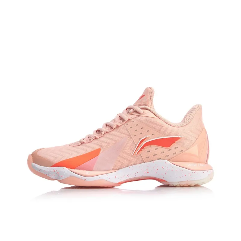 LiNing Raid 3 Cushioned Slip-Resistant Breathable Low-Top Badminton Shoes Women's Orange Pink-0