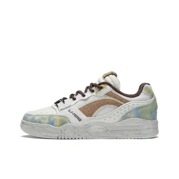 LiNing Moon White Slip Resistant Cushioning Wear Resistant Lightweight Low Top Skateboard Shoes Unisex White Green