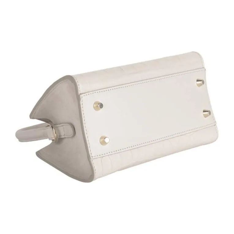 Furla Crocodile-Embossed Calfskin Portable Crossbody Bag Shoulder Bag Mini Women's White-3