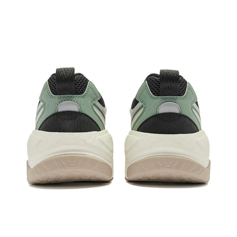 QIAODAN Cushioning Wear-Resistant Low-Top Casual Shoes Men's White Gray Green-3