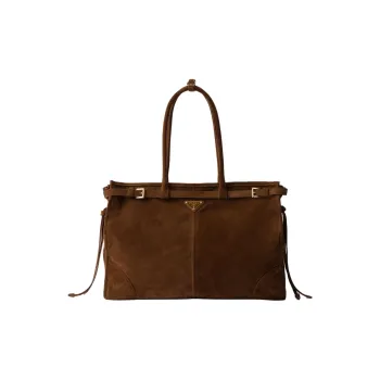 PRADA Nappa Leather Tote Bag, Shopping Bag, Shoulder Bag, Handbag Tubas Unisex Cocoa Brown