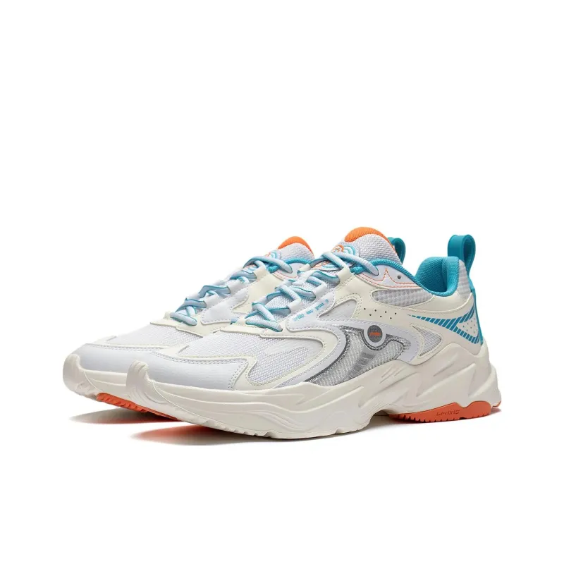 LiNing Meteor Slip Resistant Cushioning Wear Resistant Low Top Running Shoes Ivory Sea Blue-2