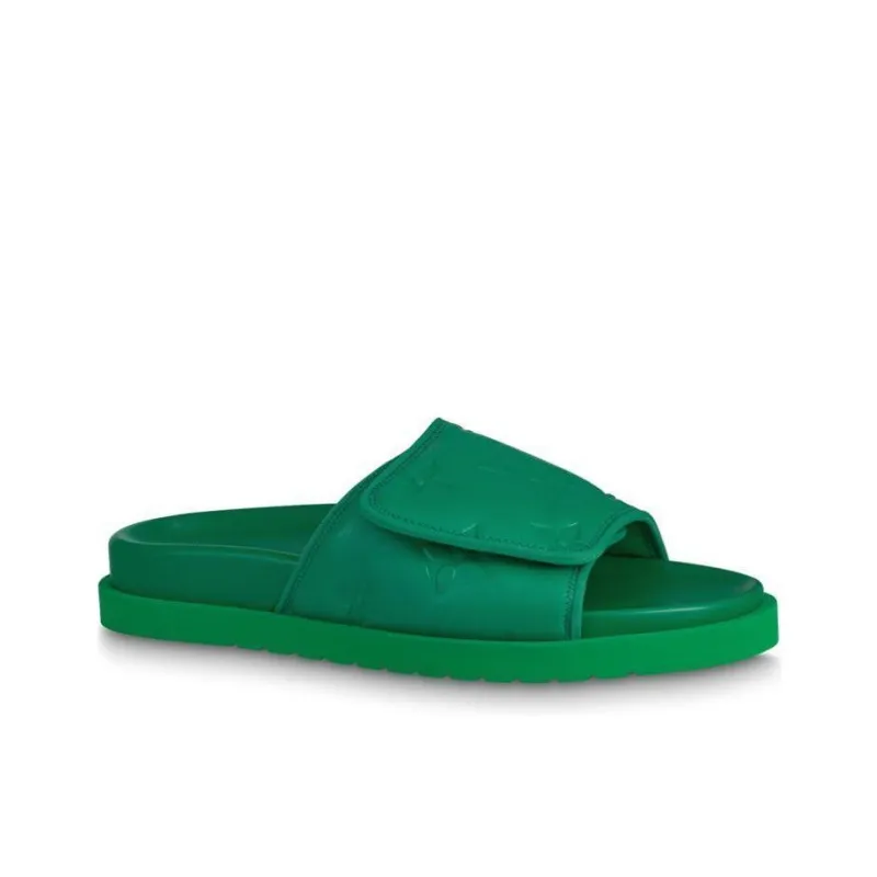 LOUIS VUITTON Miami Slip Resistant Slide Slippers Men's Green-1