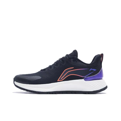 LINING YueYing Element Running Shoes Men Low-Top Black/Neon Soft Orange/Purple