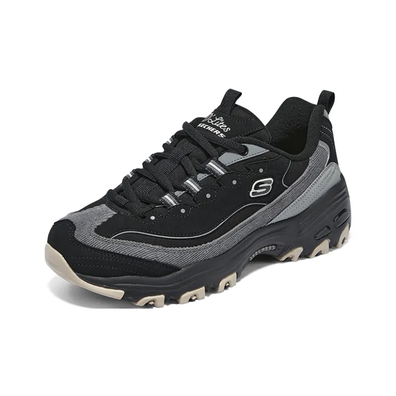 Skechers D'LITES 1.0 Anti Slip Wear Resistant Lightweight Breathable Low Top Chunky Sneakers Women's Black-2