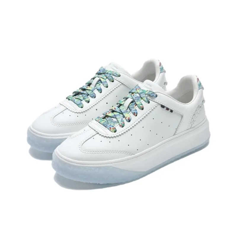 FILA OLIMPICA Anti Slip Wear Resistant Low Top Skateboard Shoes Women's White Blue-1