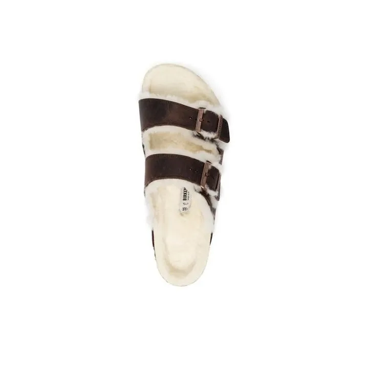Birkenstock Arizona Shearling Oiled Leather 'Habana'-4