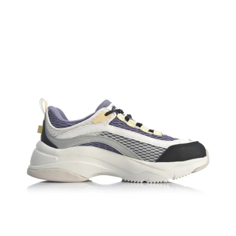 LiNing Aurora WindWalker Anti Slip Wear Resistant Breathable Balance Low Top Chunky Sneakers Women's Lavender Gray-1