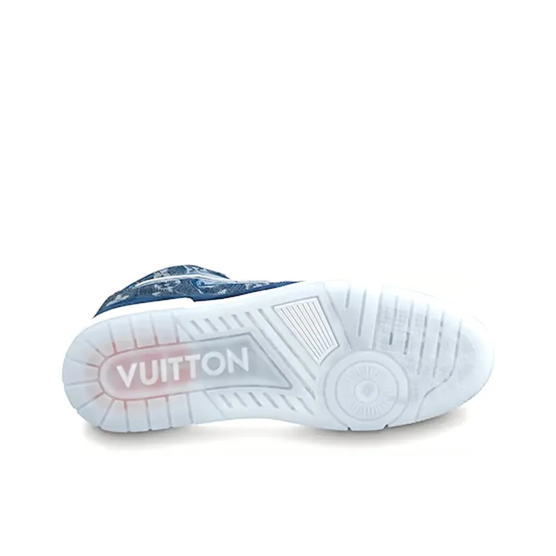 LOUIS VUITTON Trainer Ankle Sneakers 'Denim Monogram'-4