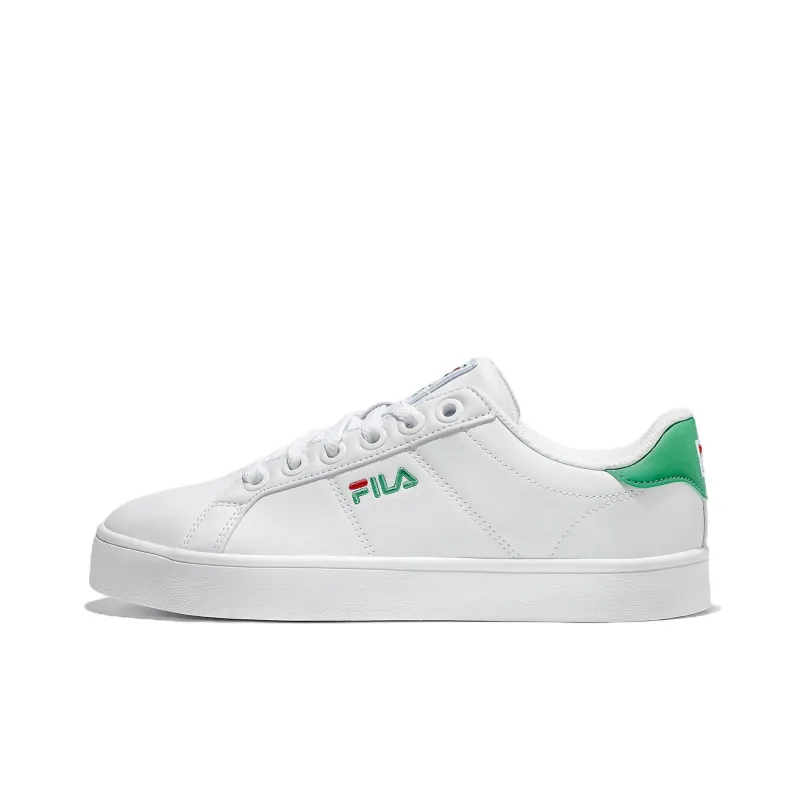FILA Court Deluxe Wear resistant And Lightweight Low Top Skateboard Shoes Unisex White Green Korean Style-0