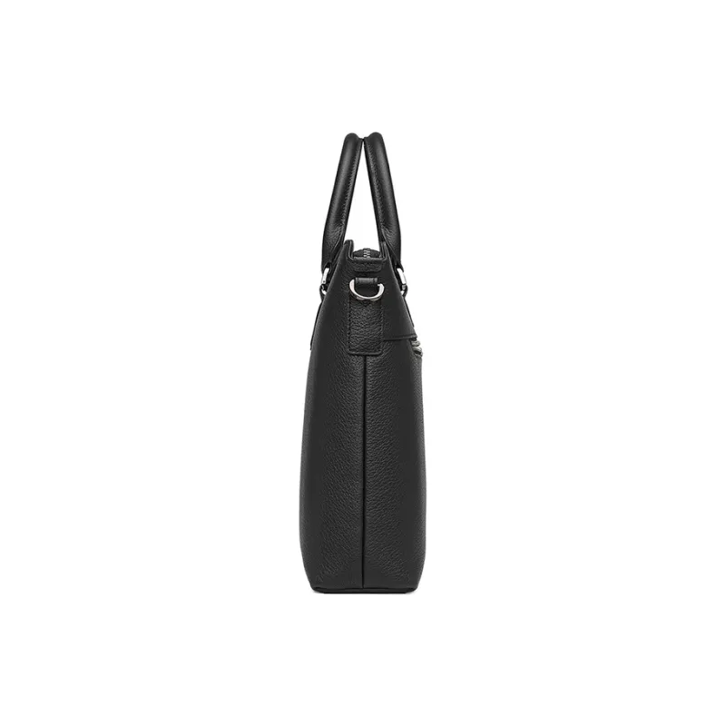 PIERRE CARDIN Top Grain Cow Leather Handheld Laptop Bag Men's Black-3
