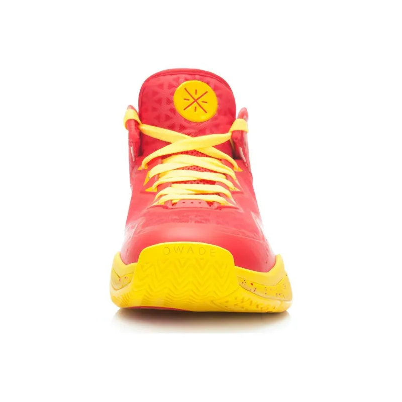 LiNing WOW 3 Cushioned Slip Resistant Mid Top Basketball Shoes Men's Yellow Red Lightweight Edition-3