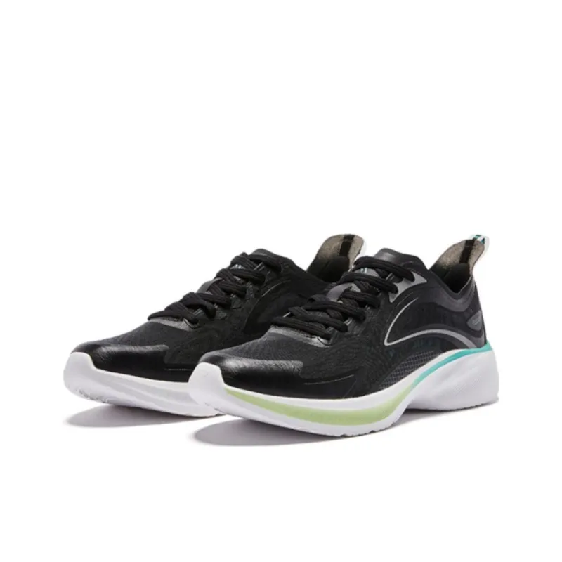 QIAODAN Light Speed 2.0Plus Cushioning Breathable Low Top Running Shoes Men's Black Green-2