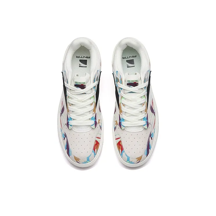 Anta Street Naughty Anti-Slip Wear-Resistant Low-Top Skateboard Shoes Men's White Blue Purple-2