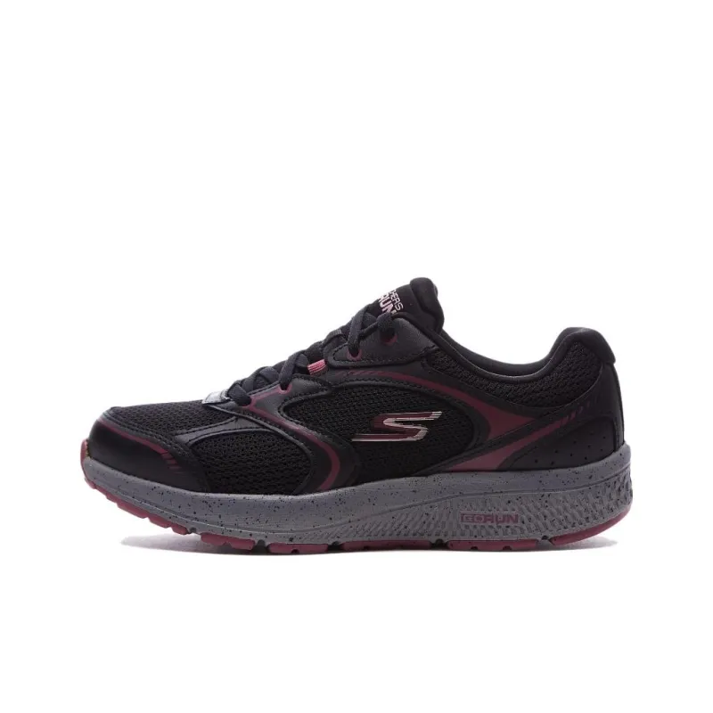 Skechers Go Run Consistent Cushioned Slip Resistant Abrasion Resistant Low Top Training Running Shoes Women's Black Red-0