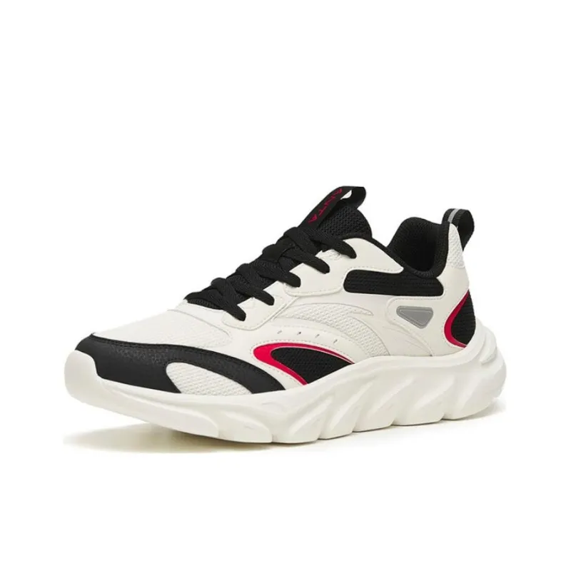Anta Running Collection Cushioned Slip Resistant Abrasion Resistant Low Top Running Shoes Men's White Black-1