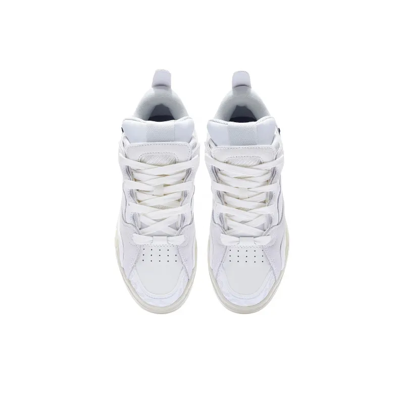 LiNing Wave Golden Anti Slip Wear Resistant Low Top Skateboard Shoes Women's White-3