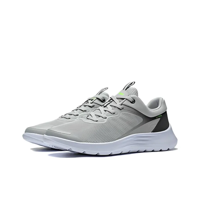 LiNing Cushioned Slip Resistant Abrasion Resistant Low Top Casual Running Shoes Men's Gray-1