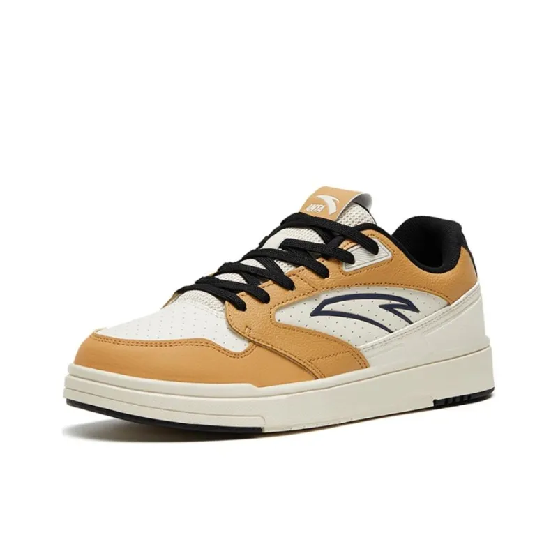 Anta Street Naughty Anti Slip And Wear Resistant Lightweight Low Top Skateboard Shoes White Yellow-1