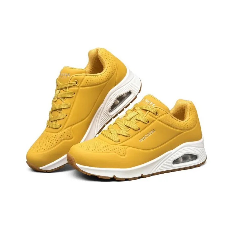 Skechers Uno Wear Resistant Breathable Rebound Low Top Casual Shoes Women's Yellow-2