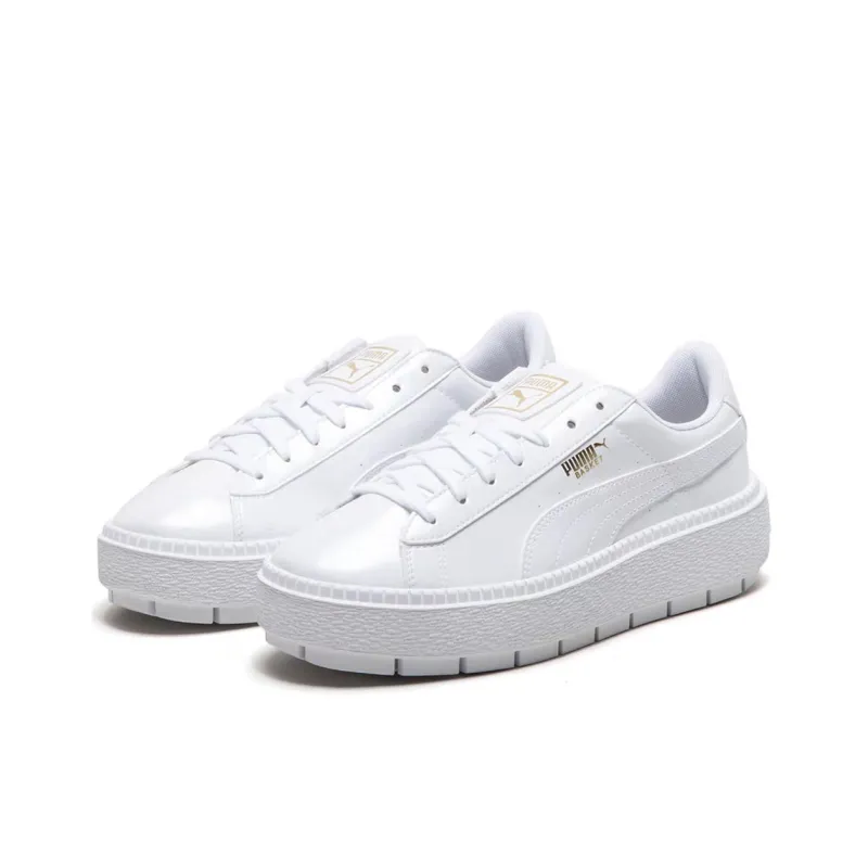 PUMA Basket Platform Retro Low Tops Casual Skateboarding Shoes Unisex White Women's-2