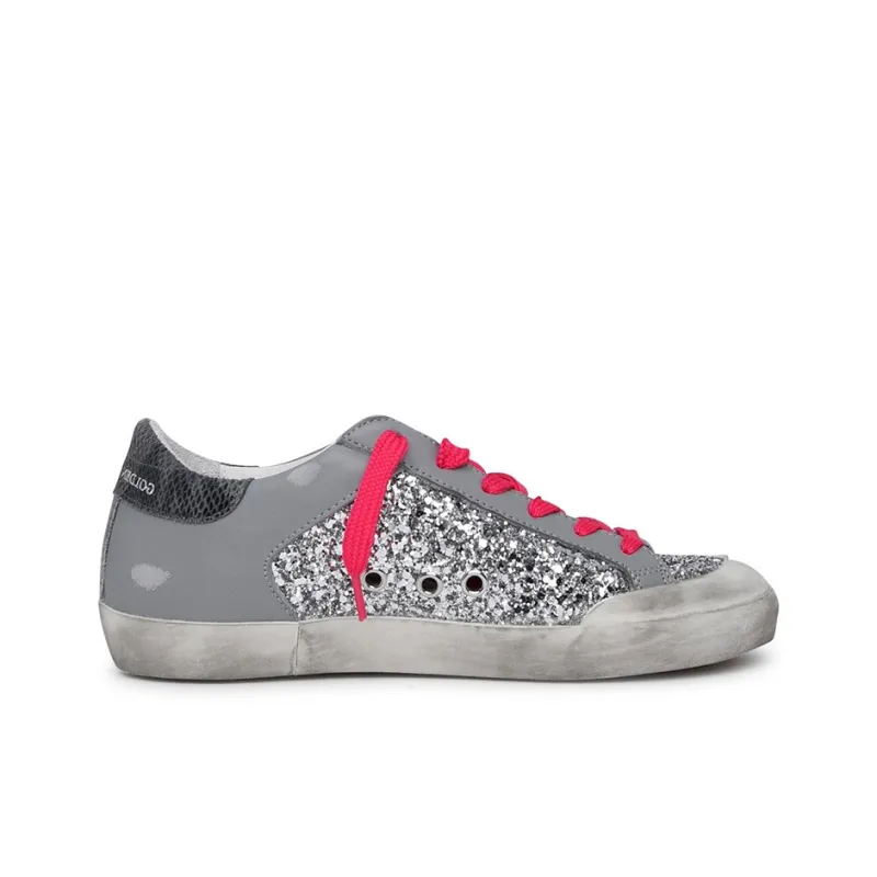 Golden Goose Super Star Stylish Skateboarding Shoes Women's Silver Distressed Style-1
