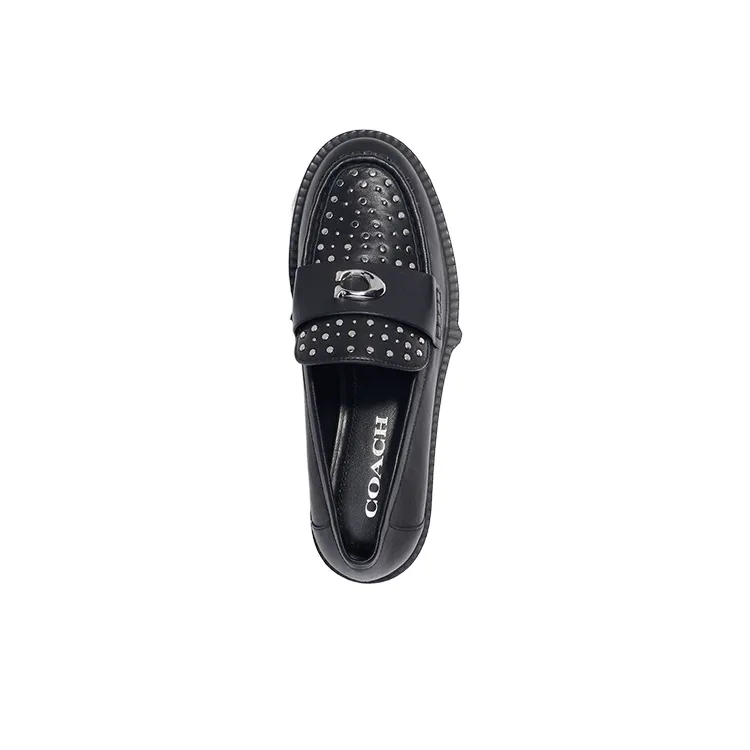 COACH Leela Loafers 4cm Women's Black-3