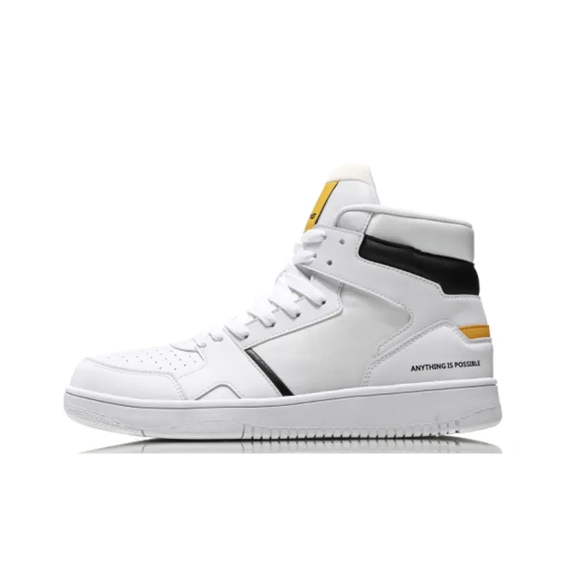 LiNing Knight Slip Resistant, Abrasion Resistant, Support Height Increasing High Top Skateboard Shoes Men's Ivory-0