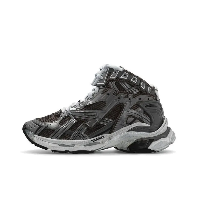 Balenciaga Runner High Top Sneakers 'Grey Nylon Suede Like Fabric'-0
