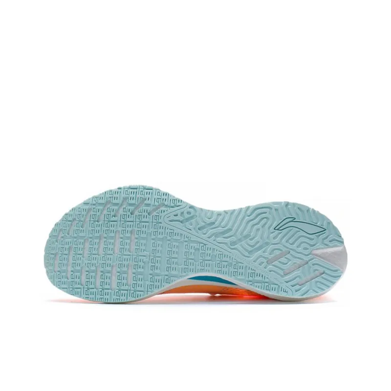 LINING Jueying Essential Running Shoes Men Low Top Neon Sweet Orange/Standard White-4