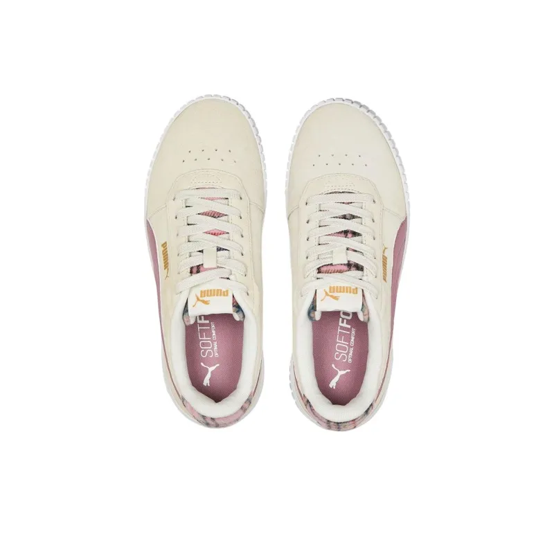 PUMA Carina 2.0 Anti-Slip Wear-Resistant Low-Top Skateboard Shoes Women's Beige Pink-3