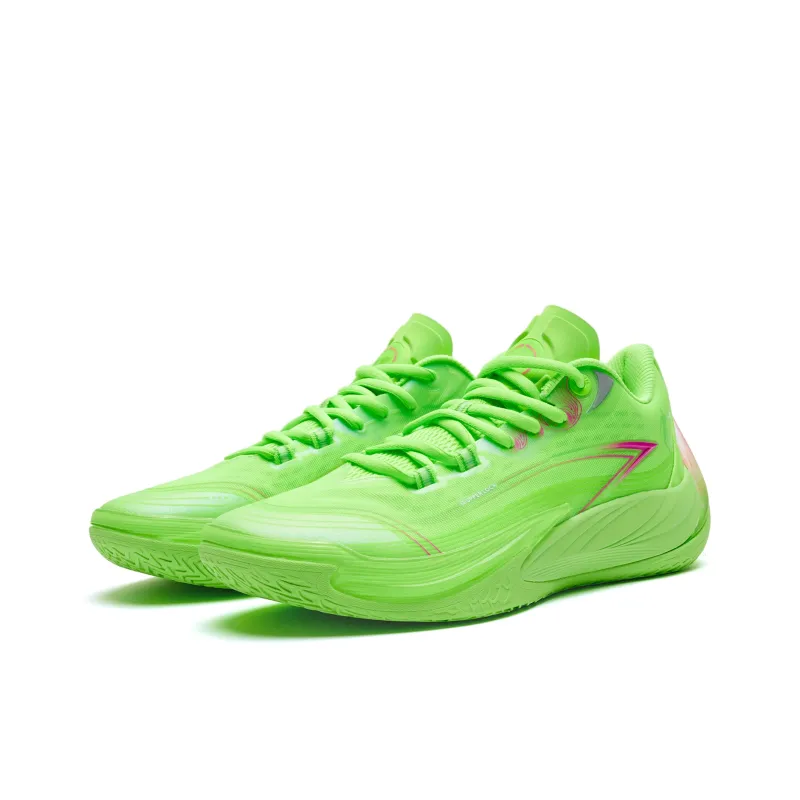 QIAODAN Poisonous Fangs 3.0 Basketball Shoes Men Low Top Shiny Green/Neon Green-2
