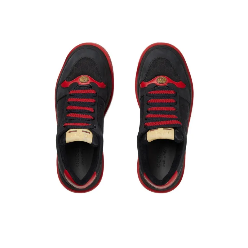 GUCCI Screener Distressed Shoes Cushioning Low Top Skateboard Shoes Men's Black Red-1