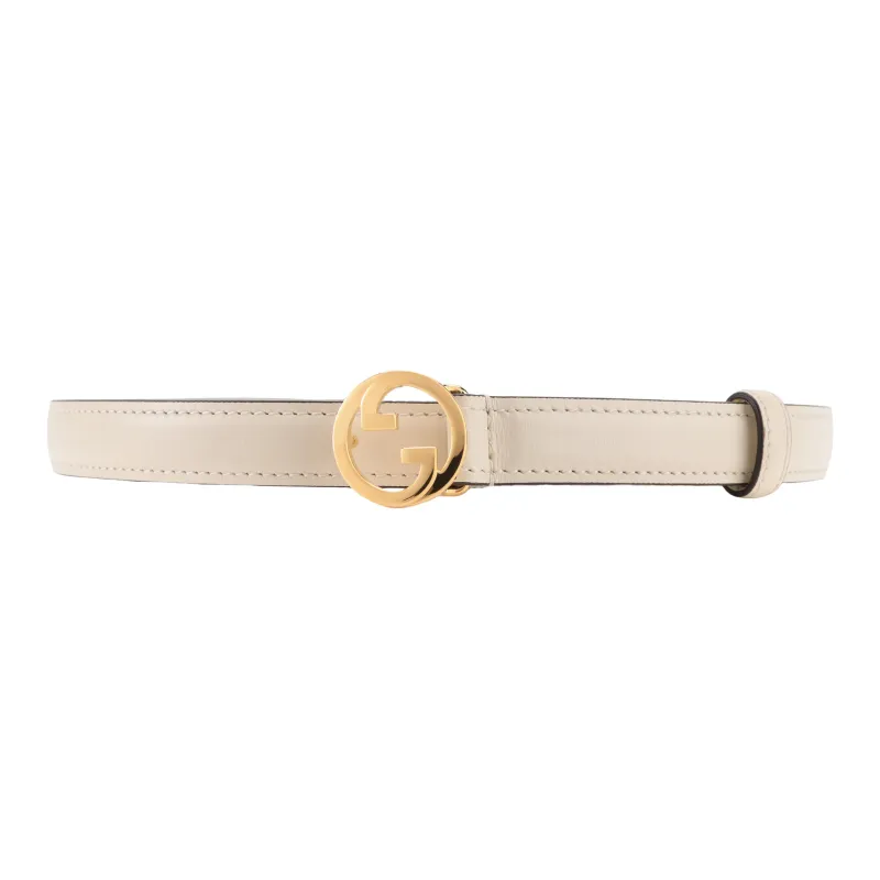 GUCCI Solid Color Classic Double G Plate Buckle Leather Belts Women's 2cm-0