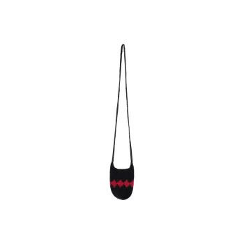 Gimaguas Cotton Crossbody Bag Shoulder Bag Unisex Black & Red