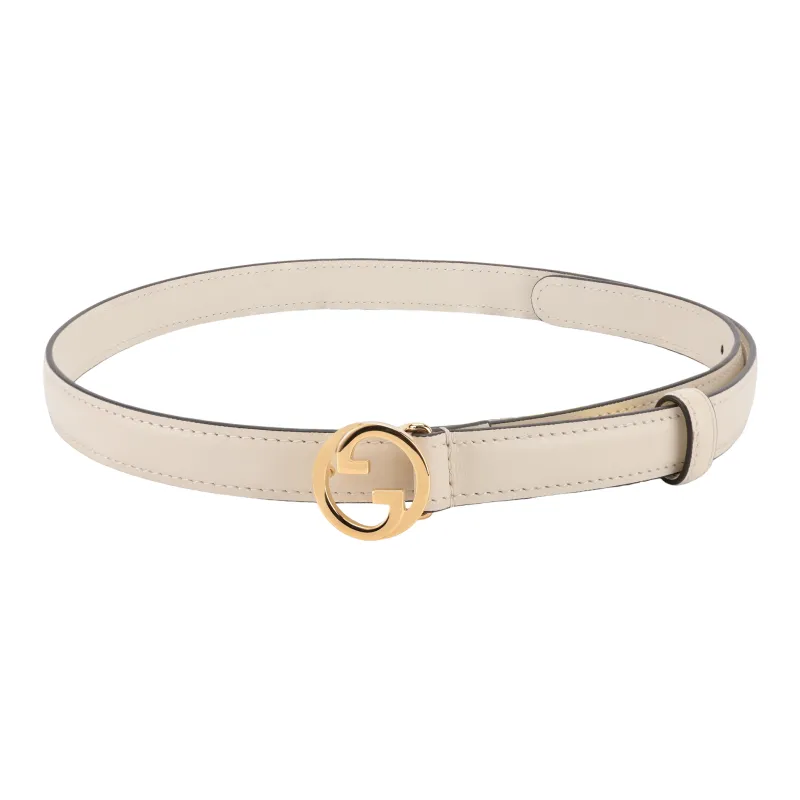 GUCCI Solid Color Classic Double G Plate Buckle Leather Belts Women's 2cm-1